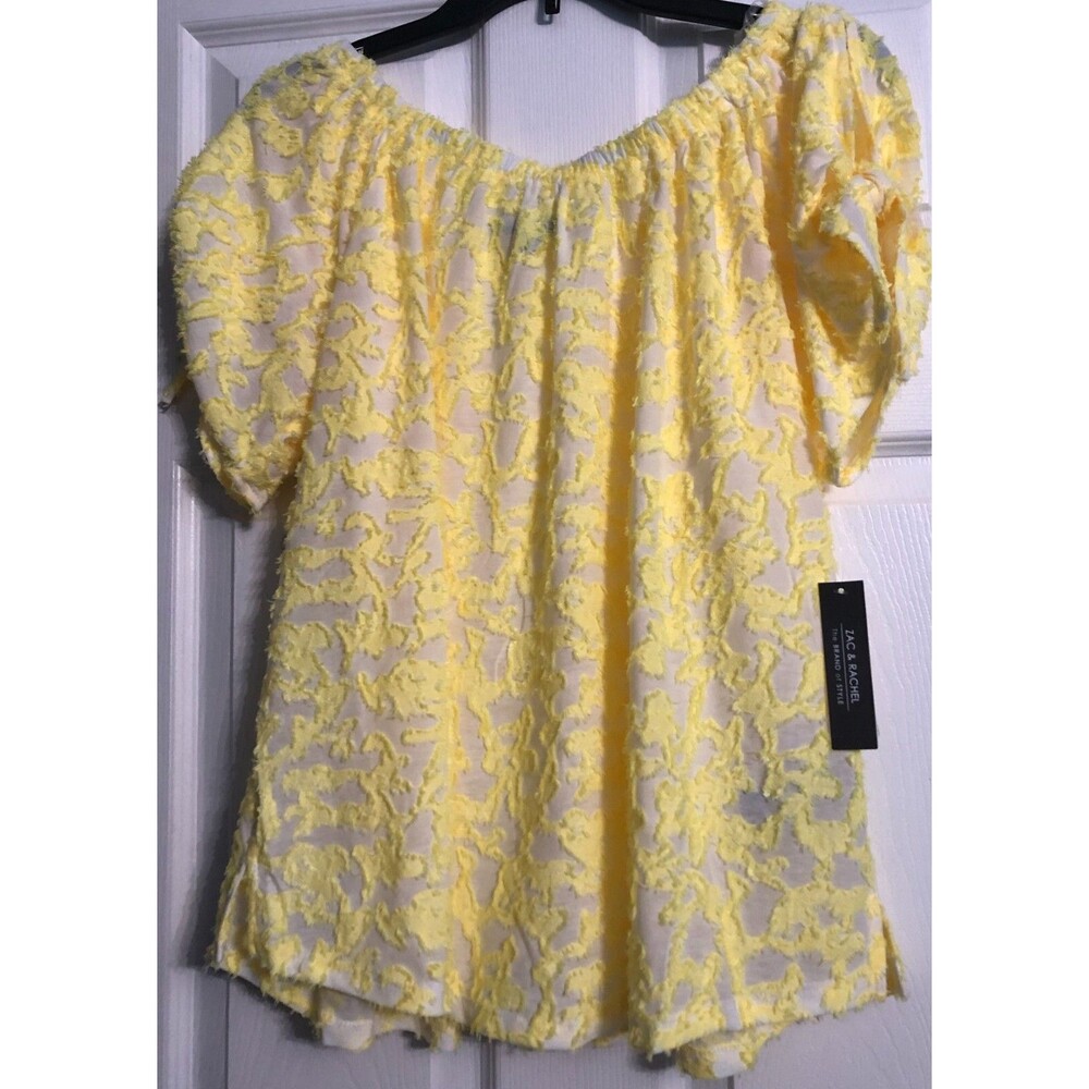 Women's Zac & Rachel Yellow and White Top Size M NWT B1